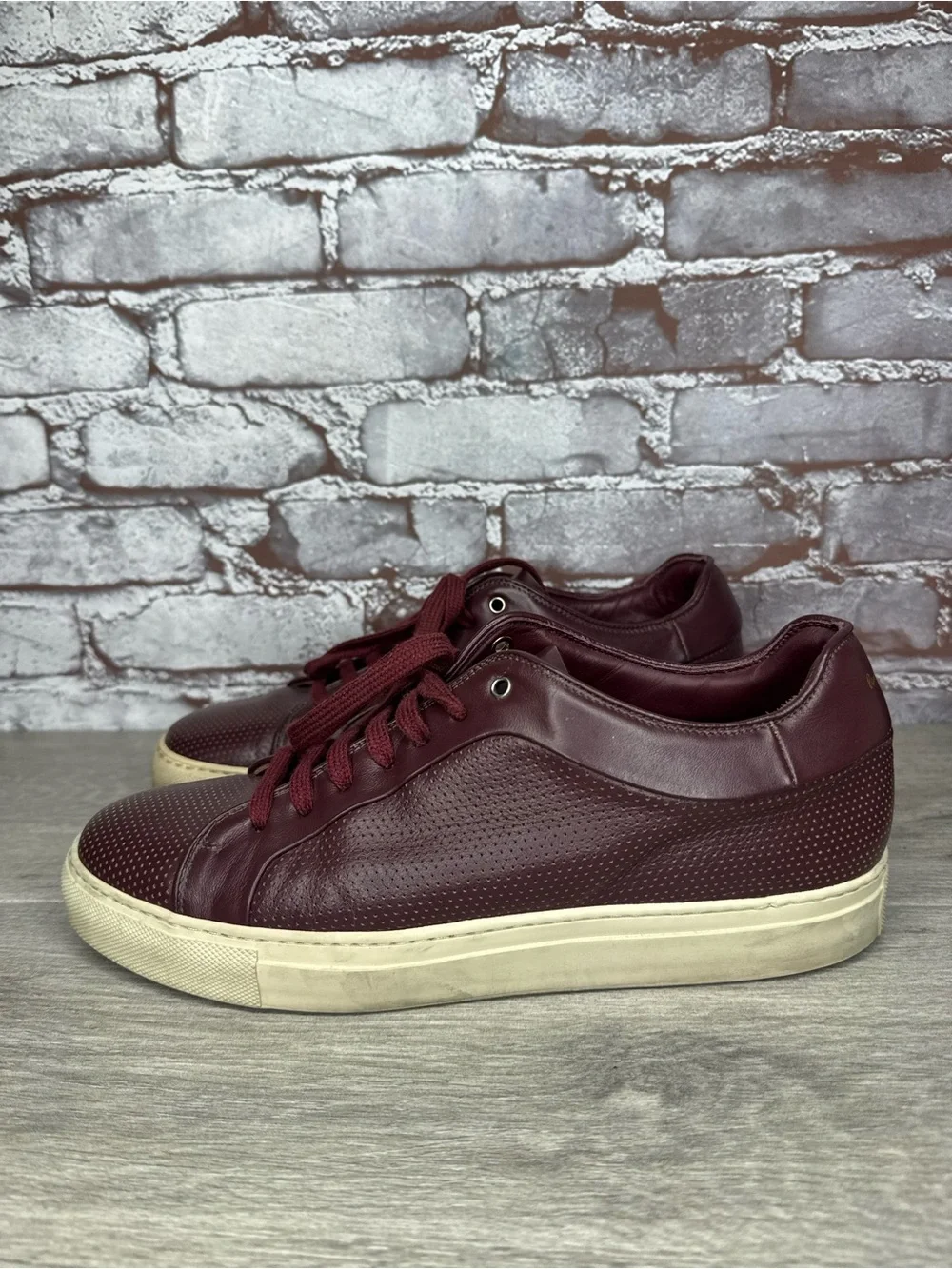 Paul Smith Basso Bordo Burgundy Embossed Leather Low Top Sneakers men sz 41EU/8M